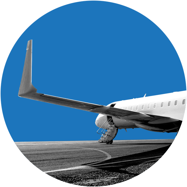 stylized image of airplane on runway